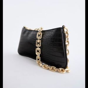 ZARA Black Croco Shoulder Bag